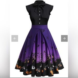 PURPLE 1950S HALLOWEEN PATCHWORK DRESS